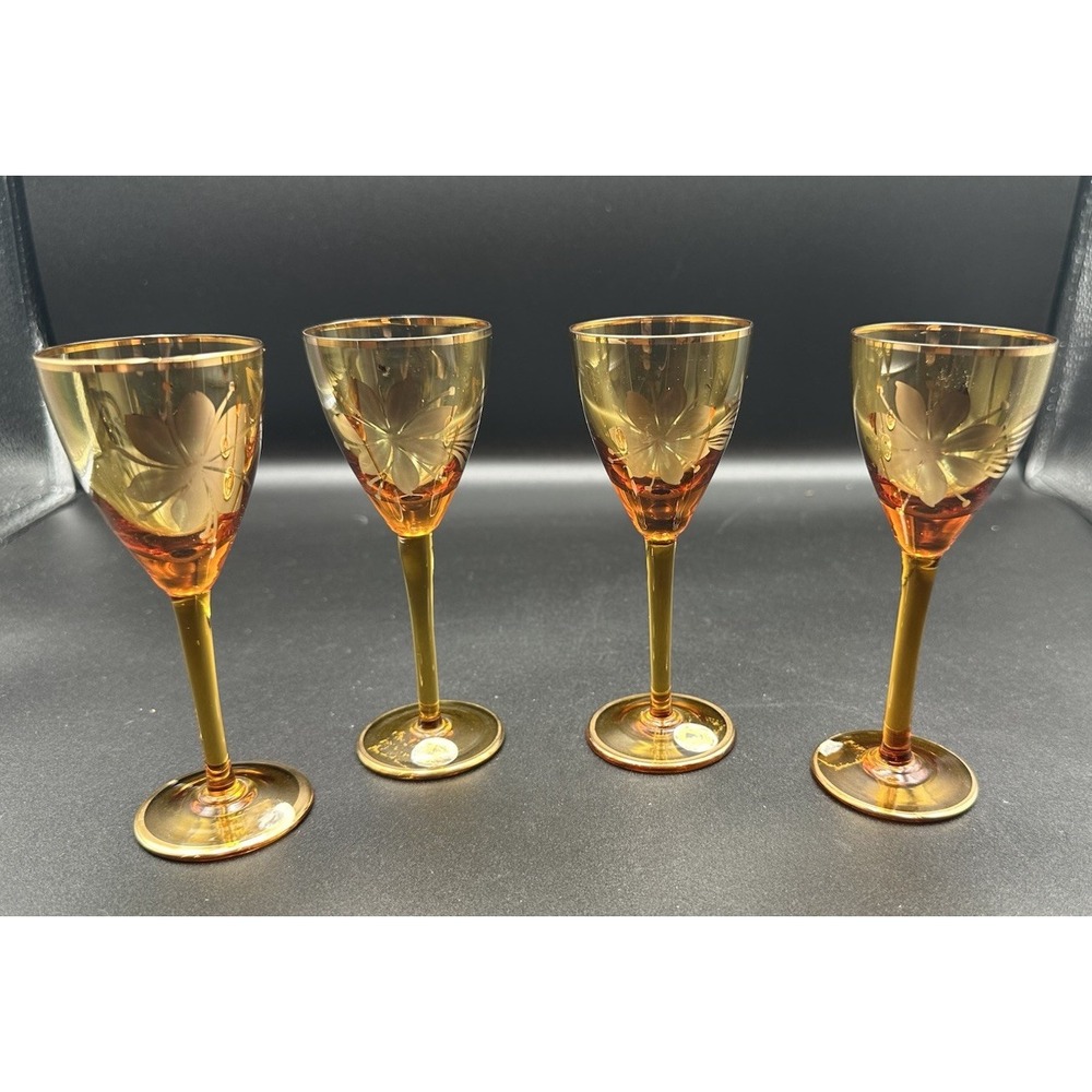 Set Of 4 Romanian Cordial Goblets 5 3/8" c.1950